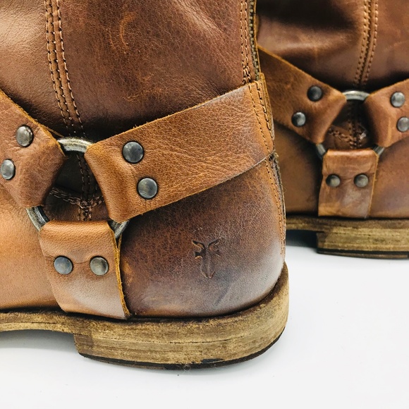 Frye Phillip Harness Back Zip Cognac Mens Boot - Picture 6 of 8